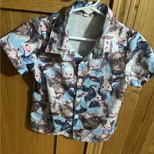 Kids Animal Print Shirt - Blue and Brown